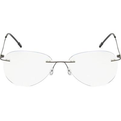 RSINC Rimless Light Weight, Flexible frame/eyeglass/Spectacle, For Men And Women, Modern,ound-Silver-Black- 55-18-138-IB 9 RV-NLLJ-5IO6