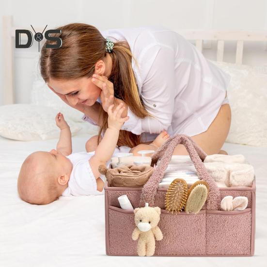 Baby Diaper Caddy with Handle Multiple Compartments Large Capacity Portable Baby Diaper Caddy Organizer Storage Bag
