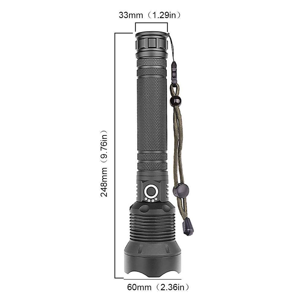 USB Powerful XHP70 Flashlight Torch Super Bright Rechargeable Zoom LED Tactical Torch 18650 or 26650 Battery Camp Lamp