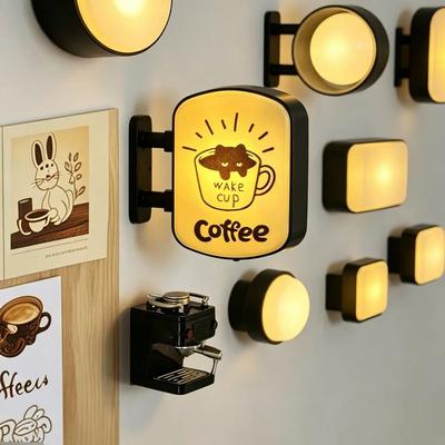 Aimant de réfrigérateur Chat Café Lumineux Mini Boîte à Lumière Magnétique Panneau Veilleuse Décorative Pour Machine à Café