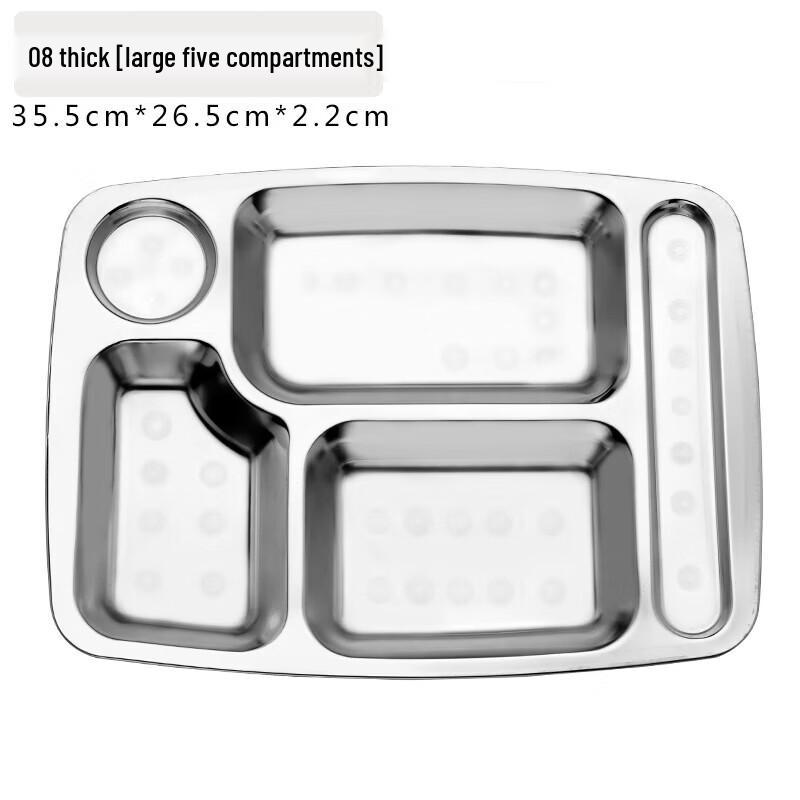 Thickened Stainless Steel 5-Compartment Divided Tray