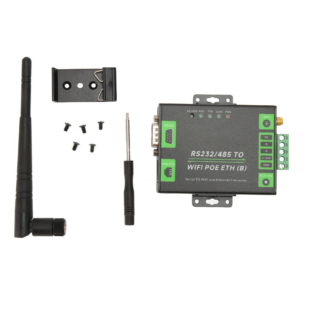 RS232 RS485 na WiFi POE Ethernet Sériový serverový převodník Multifunkční Průmyslový Sériový port