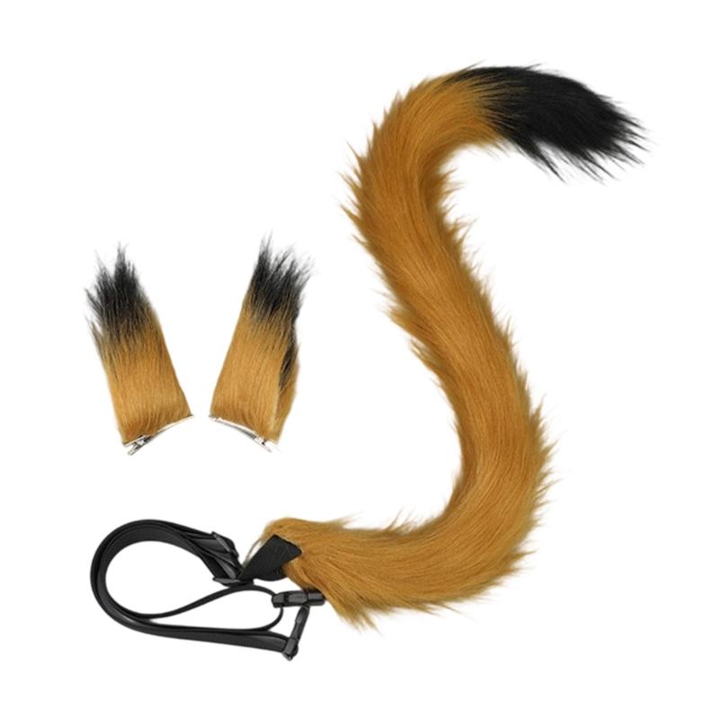 Multiuse Furry Plush Cats Tail Hair Clip and Bendable Tail Props Cosplay Costume Accessories For Women Teens Anime Event
