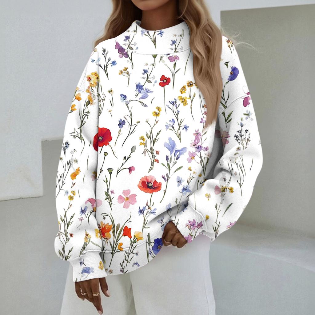 Mock Neck Sweatshirt Women Fall Comfort Oversized Sweatshirt Dressy Pullover Sweatshirts No Hood Cozy Turtleneck Tops