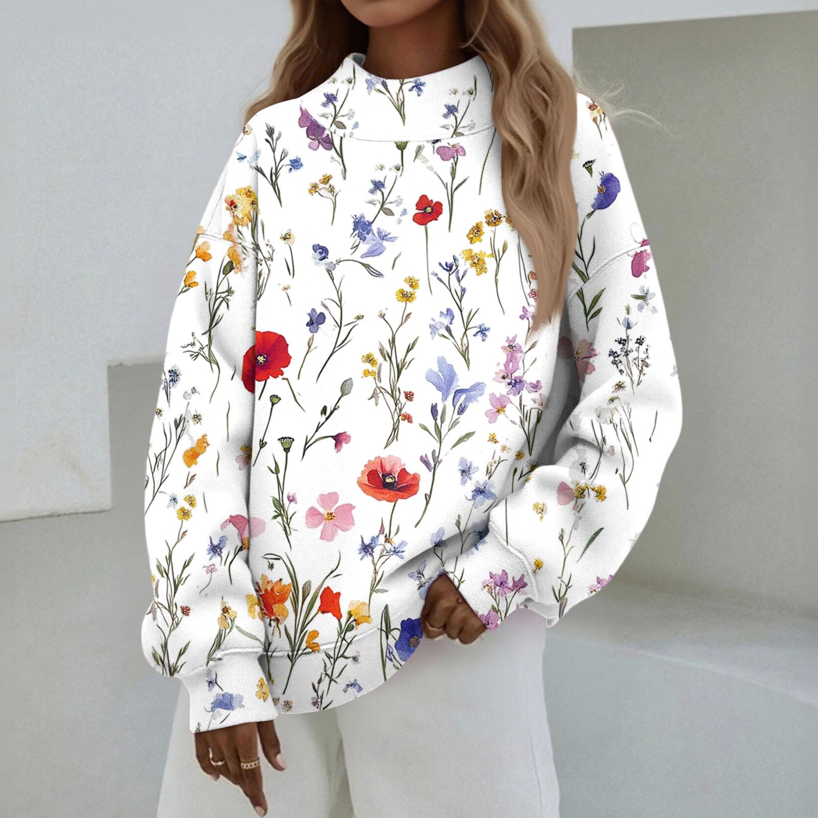 

Женский свитшот с воротником-стойкой, осенний, удобный, оверсайз, нарядный пуловер, свитшоты без капюшона, уютные топы с высоким воротником XL белый