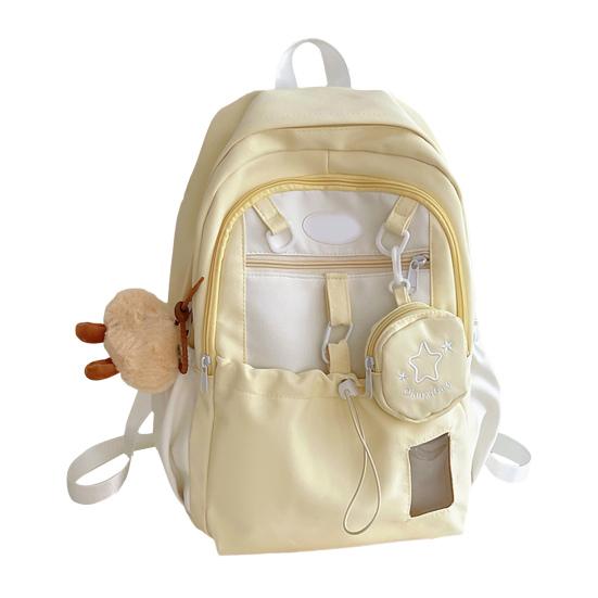 

Рюкзак для девочек Школьный рюкзак с окошком для ID кампуса Передний карман на шнурке Школьная сумка со съемным мини-кошельком для путешествий, улицы, колледжа жёлтый