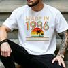 Retro Palm Tree Sunset Made In 1986 Graphic T Shirt Unisex Vintage 40th Birthday Casual Short Sleeve Street Tee