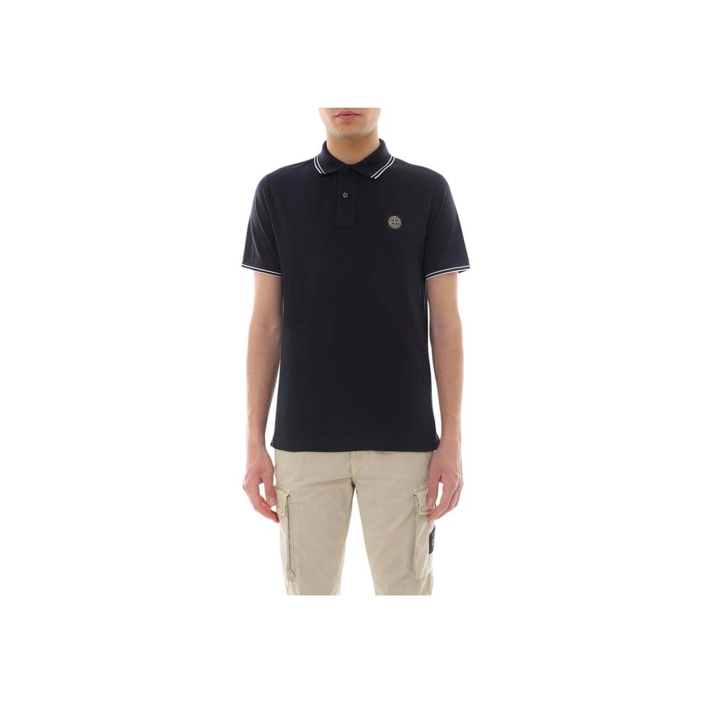 STONE ISLAND Compass Patch Logo Polo Shirt Navy Blue Men Tops 80152SC18-A0020