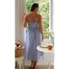 VEZFAA Women's Fashion Summer Spring Stripe Print Sleeveless Suspenders High Waist Casual Dresses