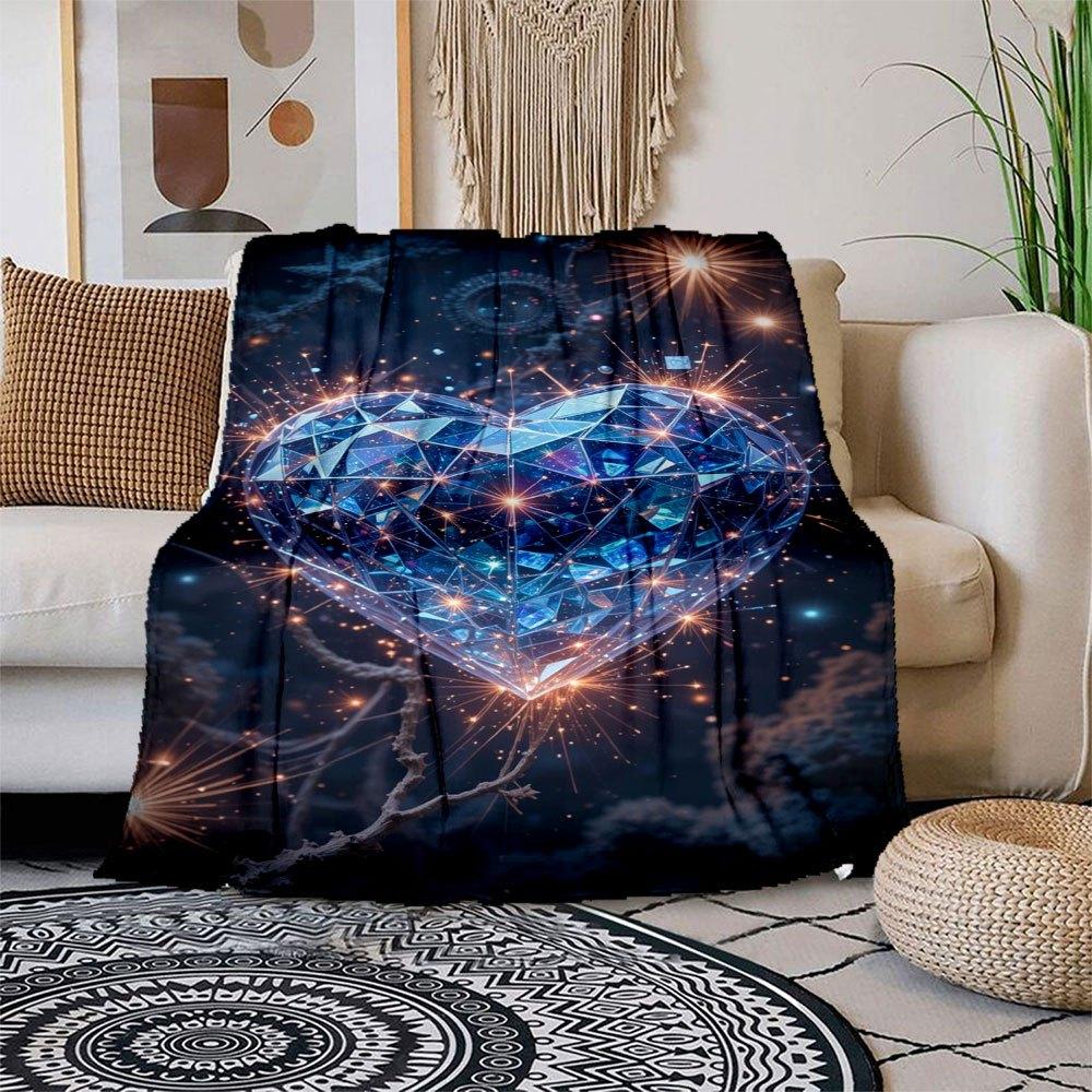 

Magical Crystal Heart Wall Art Decor Blanket Flannel Throw Blanket for Sofa, Bed, Travel, Camping, Office, Couch, Chair, And Bed Gift for C 150x180cm
