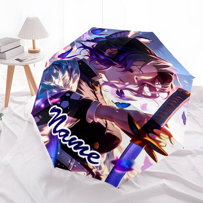 Personalized Name Demon Slayer1 Print Umbrella - Automatic Open/Close, Eight-Rib Durable Frame, Automatic Folding Umbrella