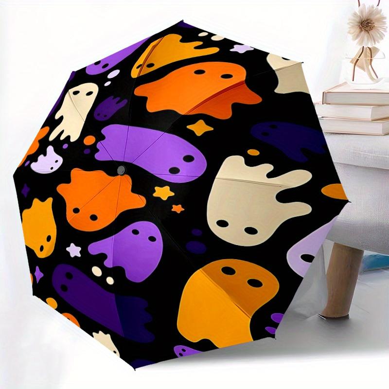 1pc Ghostly Party Auto Open/Close Umbrella with One Touch Button,, Windproof Design   Lightweight Portable Umbrella for Women & Men6021