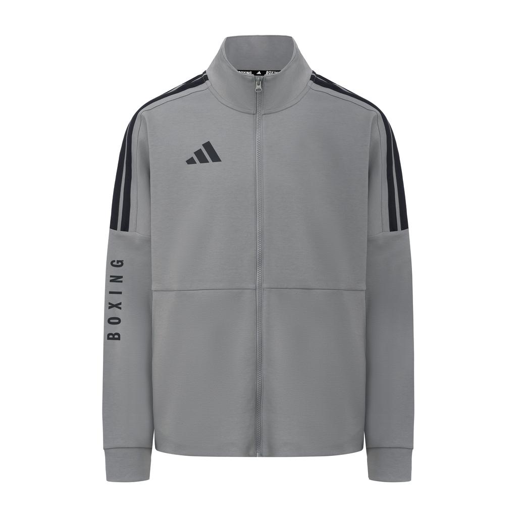 Adidas Boxing 3-Stripes Classic Retro Straight Leg Long Pants Stand Collar Jacket Cotton Two-Piece Casual Sports Suit CLTR02NHJB-GYB+CLTR02PTK-GYB