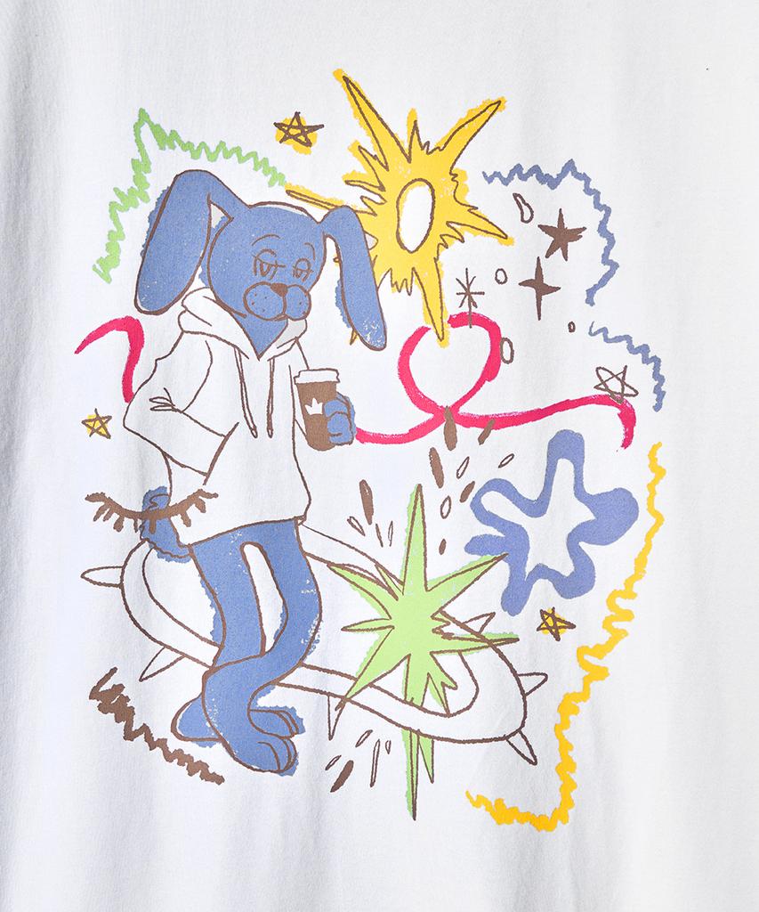 GAKKAI UNIONS Bunny Drawing Short Sleeve T-Shirt White