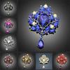 Women's Gorgeous Luxury Flower Teardrop Rhinestone Pendant Cocktail Brooch Pin
