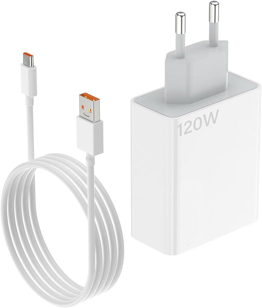 Cargador Rápido de 33W/67W/90W/120W Compatible con la Serie Xiaomi, Adaptador de Carga Super Flash con Cable USB-C, Certificado de Seguridad 3C+