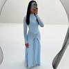 Autumn and Winter Solid Color Slim-fitting Long Dress Long-sleeved Crew Neck Fashionable and Sexy Streamer Hip-wrapped Dress