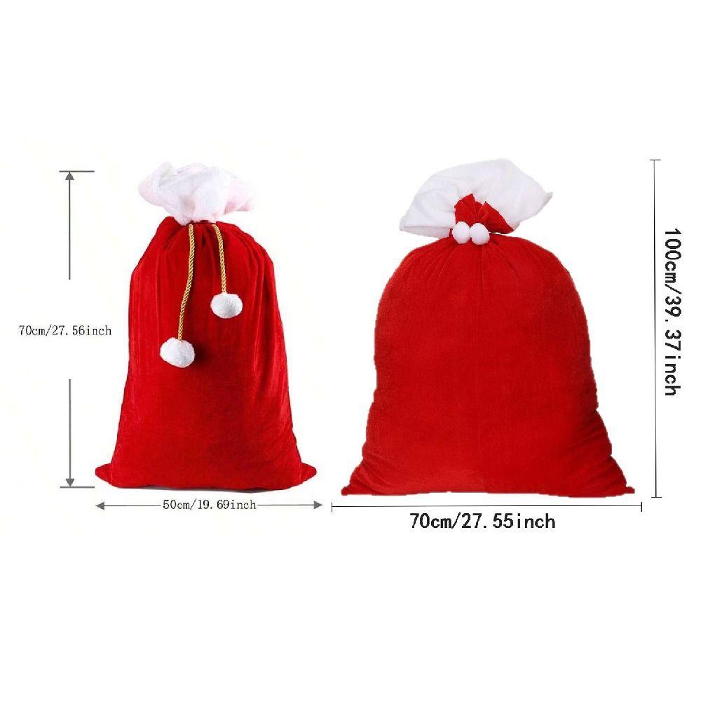 Red Extra Large Christmas Bag Creative Plush Storage Pouch Xmas Decoration Candy Bag  Christmas Eve