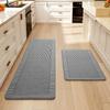 Faux Linen Kitchen Runner Rug Rubber Backing Absorbent Non Slip Floor Mat for Hallway Bathroom Laundry Room Machine Washable