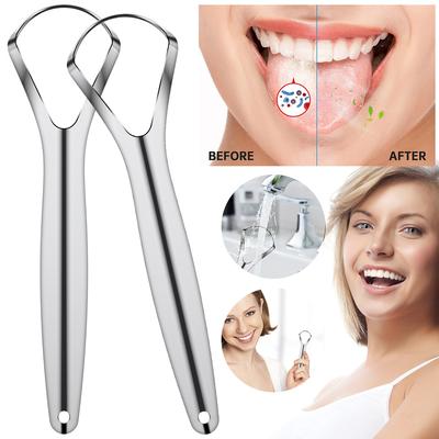 2 Pack Wide-Head Tongue Scraper Stainless Steel Tongue Cleaners Reduce Bad Breath Protable Tongue Cleaner Tool for Oral Hygiene