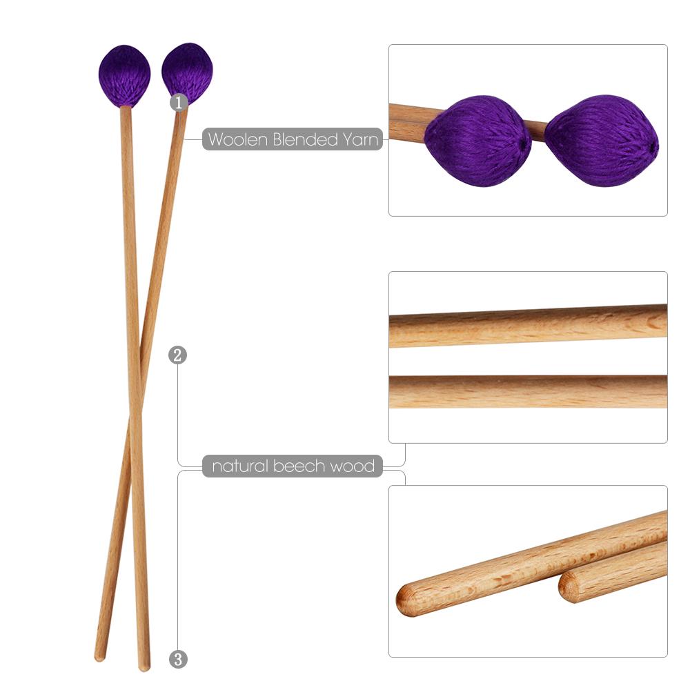 Middle Marimba Stick Mallets Xylophone Glockensplel Mallet with Beech Handle Percussion Kit Musical