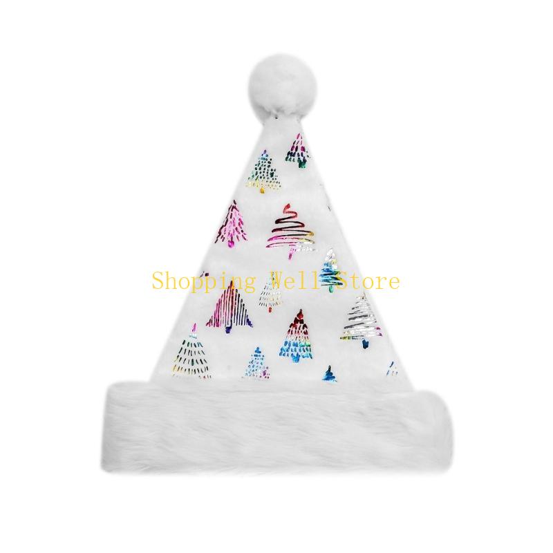 KX4B Christmas Hats Glitter Santa Hat for Adult New Year Party Props Santa белый