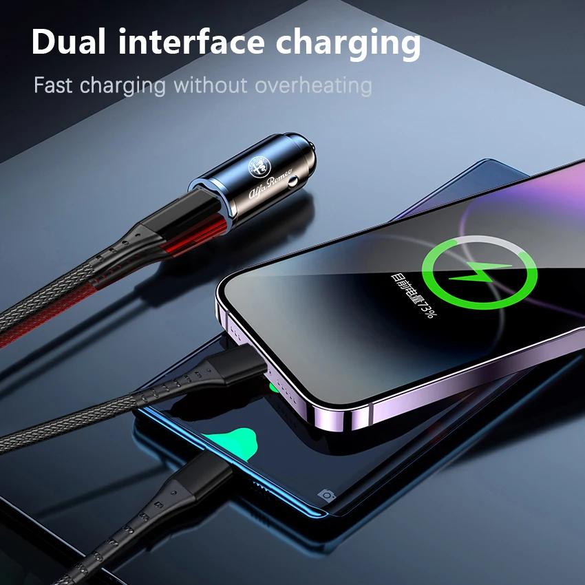 Hub Caps Car Interior Charger 3 In 1 Charging Cable Auto Accessories For Alfa Romeo Giulietta Mito 159 Giulia Stelvio 156 147 ToOZ2