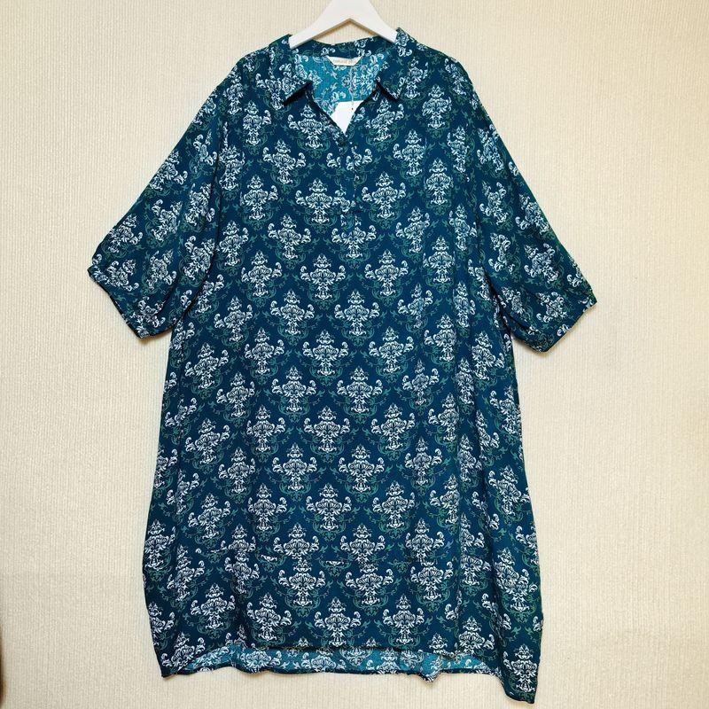 Trade Orders Exported to Japan Tail Goods Rayon Printing V-neck Pullover Dress Loose Casual Plus size Customer Supply Fabric Middle-aged Women Dress