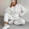 Fall Winter Women's Clothing New Style Ribbed Mesh Long Pants Casual Two Piece Set Outfit for Women