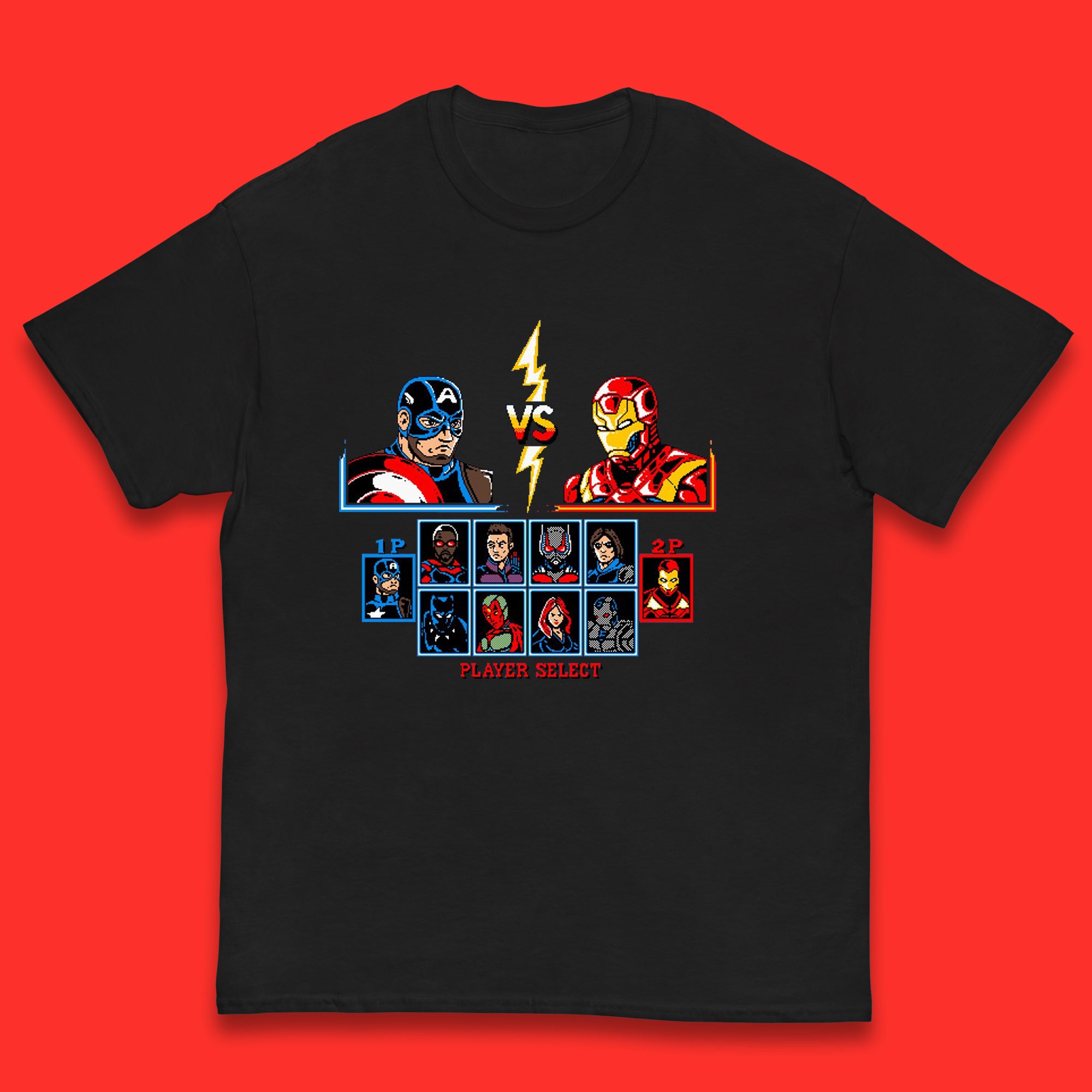 Captain America VS Iron Man Marvel Avengers Superheros Movie Character Panther Widow Thor Kids T Shirt 160