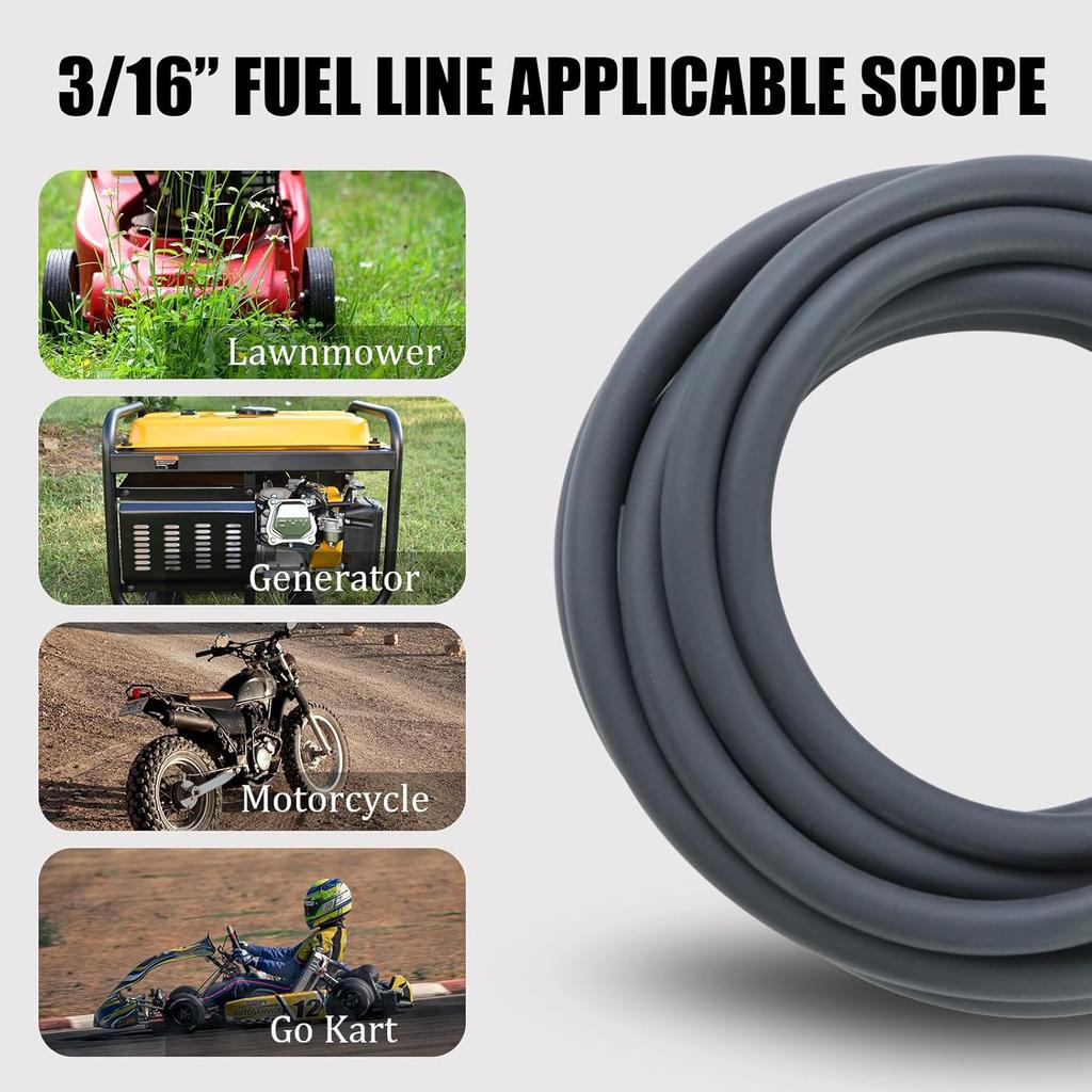 10 Feet 3/16 Inch ID Fuel Line Hose Compatible With Honda Champion Predator Briggs & Stratton Kohler Kawasaki Small Engine Generator Kart Minibike