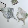 Cotton and linen triangle scarf headscarf women's new ink-dyed flower new versatile literary decorative scarf headband