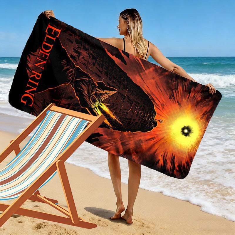 Elden Ring Print Beach Towel, Large Soft Quick Dry Towel for Beach Camping Swimming