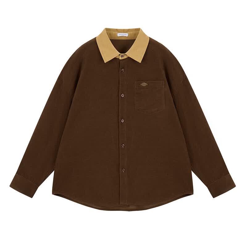 Mucmukn Kids' Vintage Corduroy Color Block Shirt