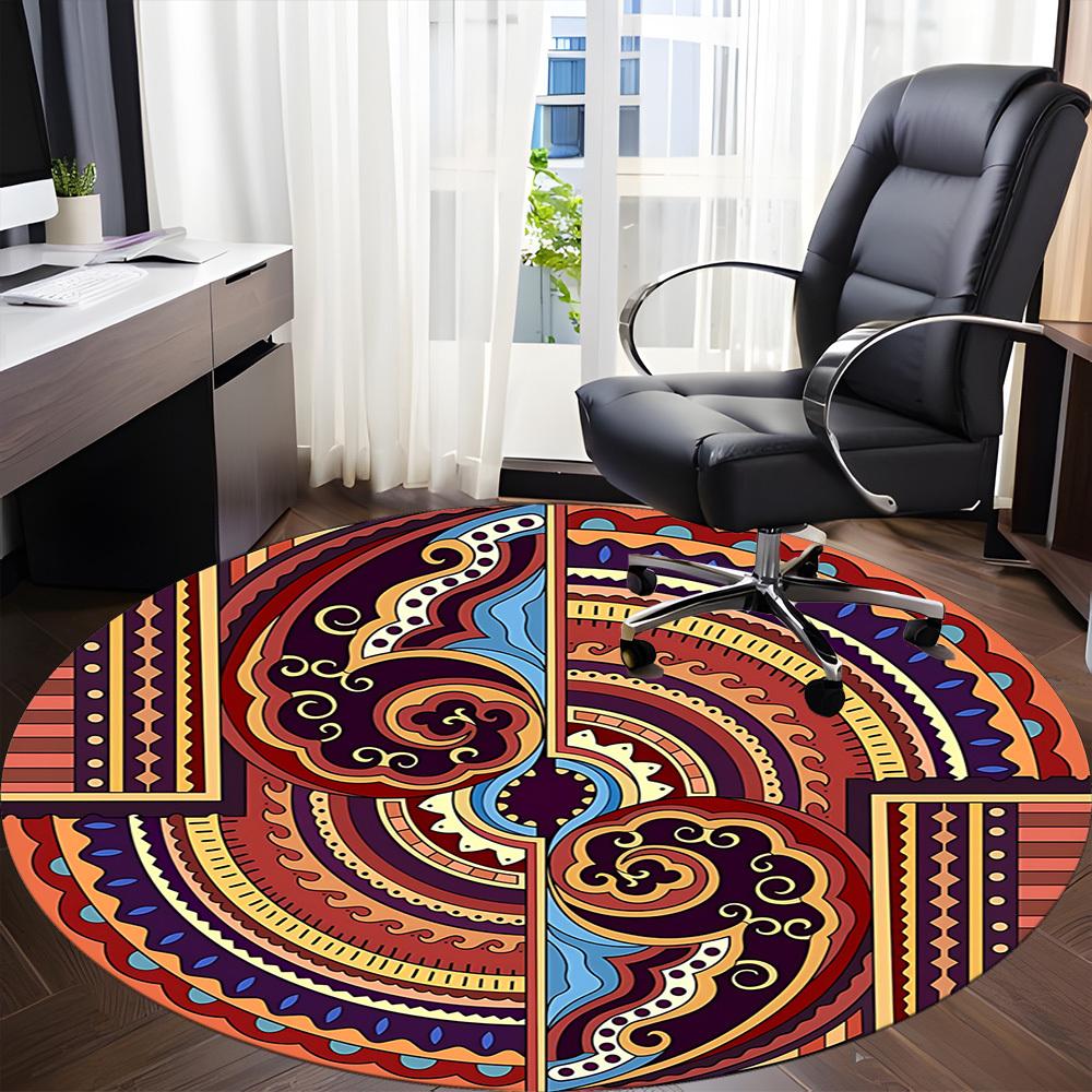 1pc Mandala Office Round Rug, Non-slip, Soft and Durable Office Rug for Interior Decoration, Perfect for Office, Beautiful Decoration Yy260324003