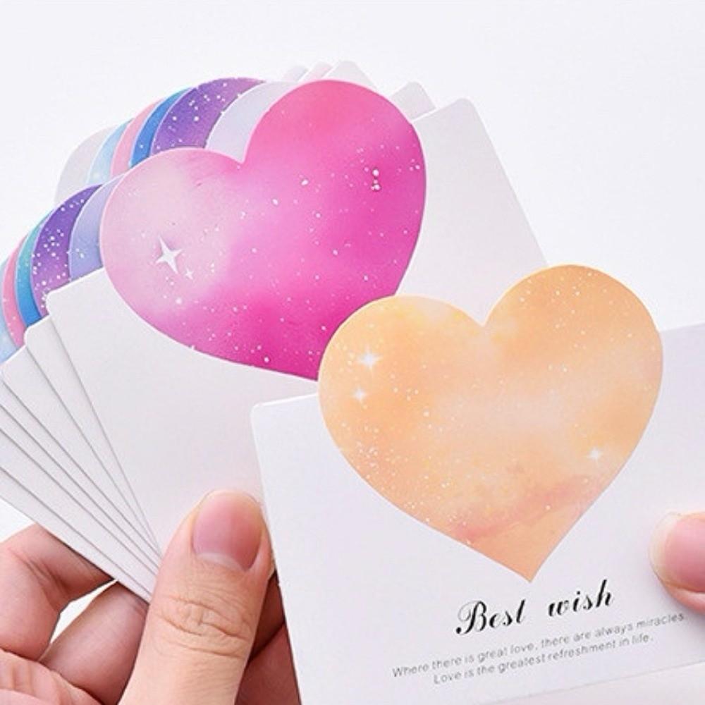100pcs 3D Starry Sky Heart Greeting Cards Paper Romantic Valentines Day Card Folding Best Wish Thank You Letter Graduation Gift