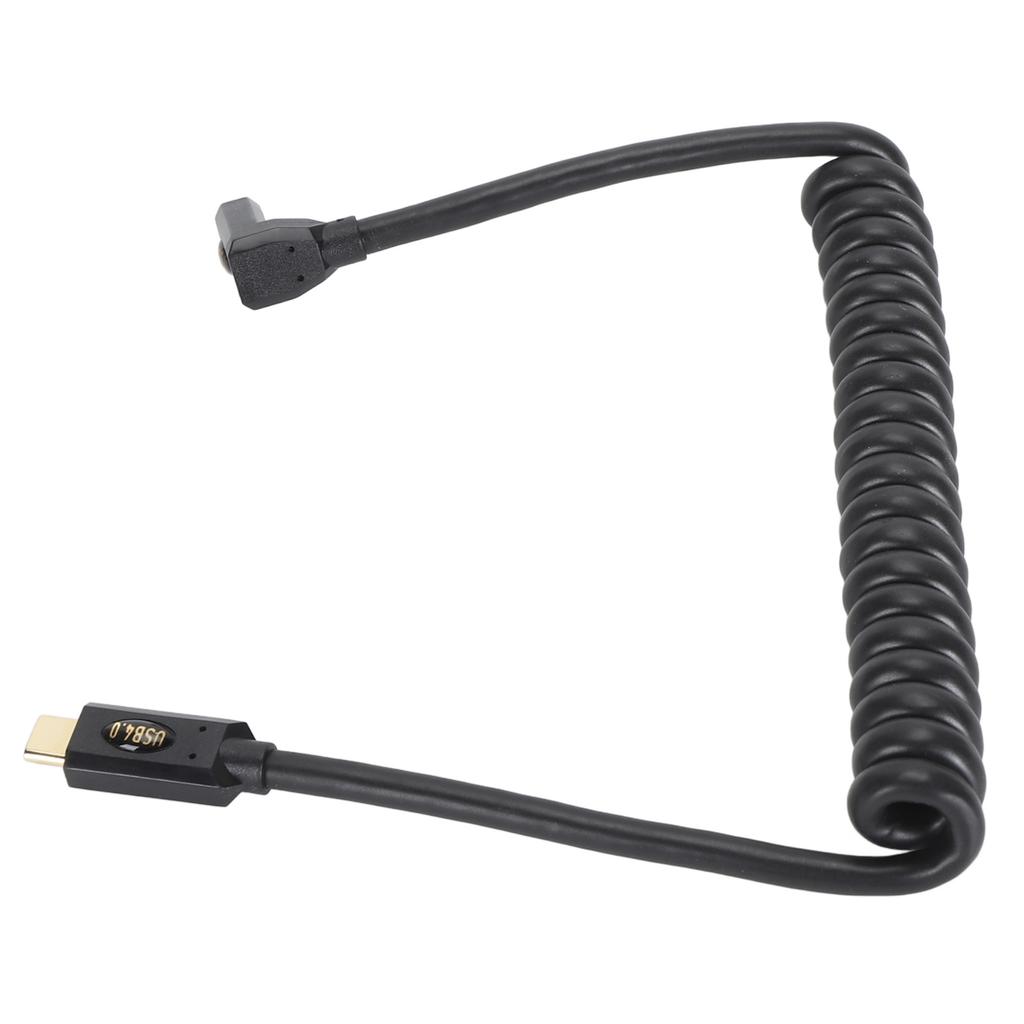 Retractable Coiled USB Type C to C Cable 3.3ft 40Gbps Supports 8K UHD Fast Charging USB 4.0 Data Syncing Wire for Laptop