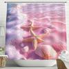 Ocean Beach Shell Starfish Printed Shower Curtain, Bathroom Decorative Shower Curtain,Waterproof Shower Curtain with Hooks