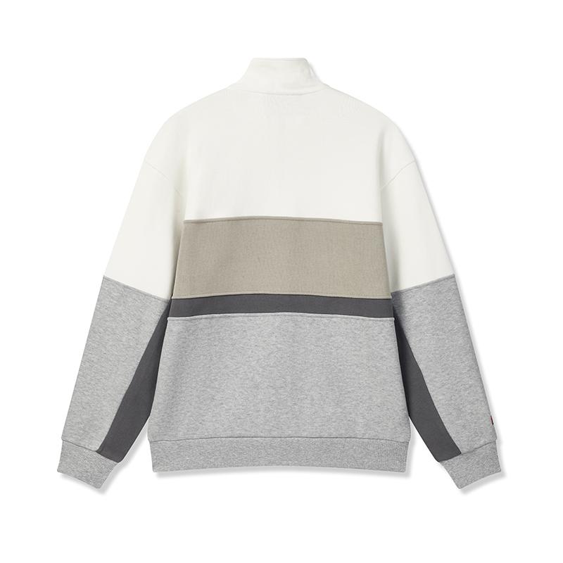 FILA Original Fashion Classic Retro Sports Casual Personality Trend Striped Color Block Comfortable Versatile Half-Zip Loose Sweatshirt F11M619211FWT