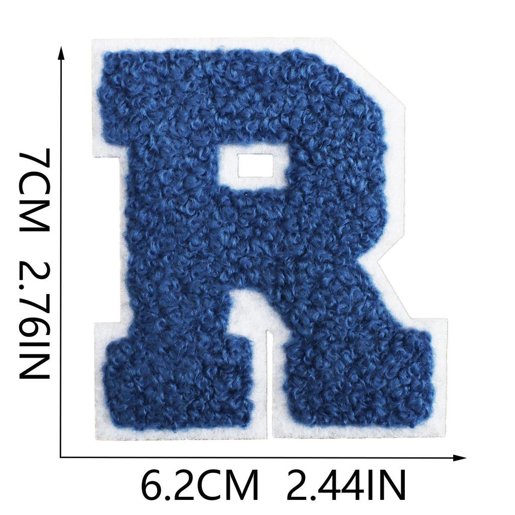 7cm White Background Royal Blue Text Embroidered Letter Patch for Bags & Decor