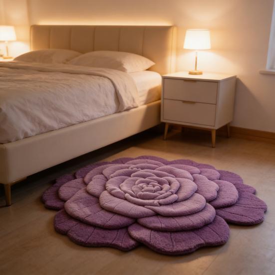 3D Blumen Bodenmatte Rutschfest Saugfähig Badezimmerteppich Realistische Blumenform Bereichsteppich für Schlafzimmer Wohnzimmer Spielzimmer Dekor