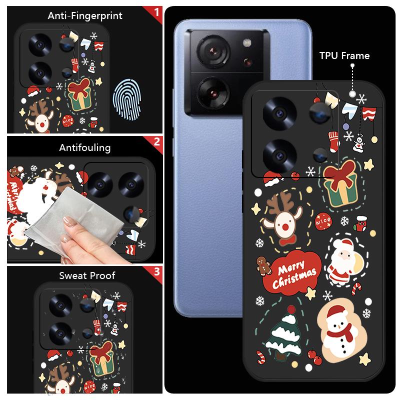 Cartoon Christmas Print Case For Xiaomi Redmi Note 14 13 Pro Plus 5G Note 11 12 13 14 Pro 13C 14C 4G Clear Soft TPU Phone Cover