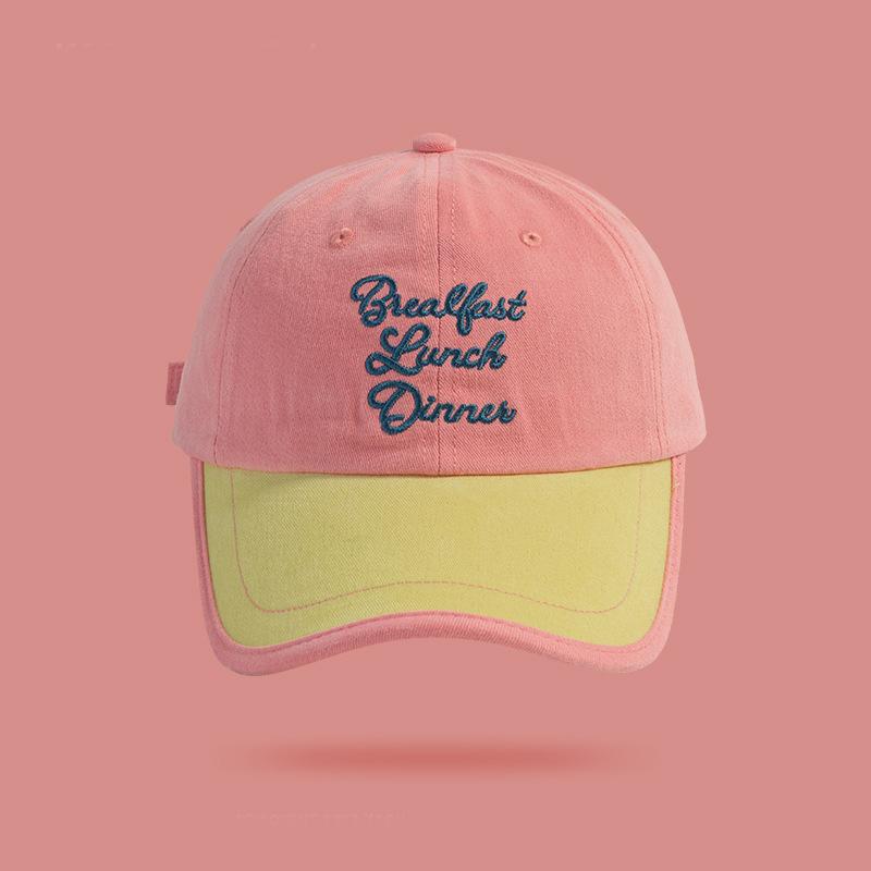 

Contrasting color splicing soft top hip hop baseball cap men s and women s three-dimensional embroidery wide brim cap showing small face Adjustable