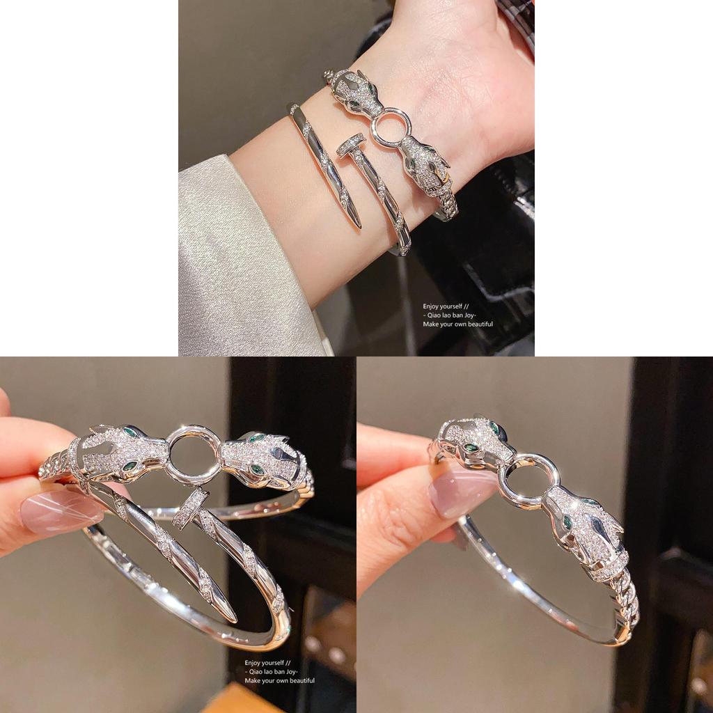 Wolf 18k Gold Plated Zircon Ring Bracelet For Fashion Women