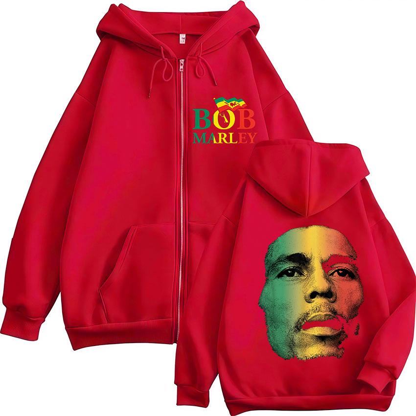 Rapper Bob Marley Album Zipper Hoodie Men's Hip Hop Fans Pullover Zip Up Sweatshirt Man Loose Fashion Coats Clothing Hoodie