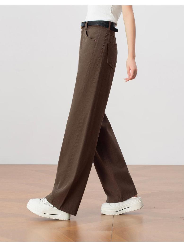 Women's High-Waisted Lyocell Tencel Wide-Leg Pants - Autumn 2025