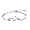 Women's Bracelet with Crescent Stars Inlaid with Zircon Shell Inlaid Moon Silver Jewelry Bangle
