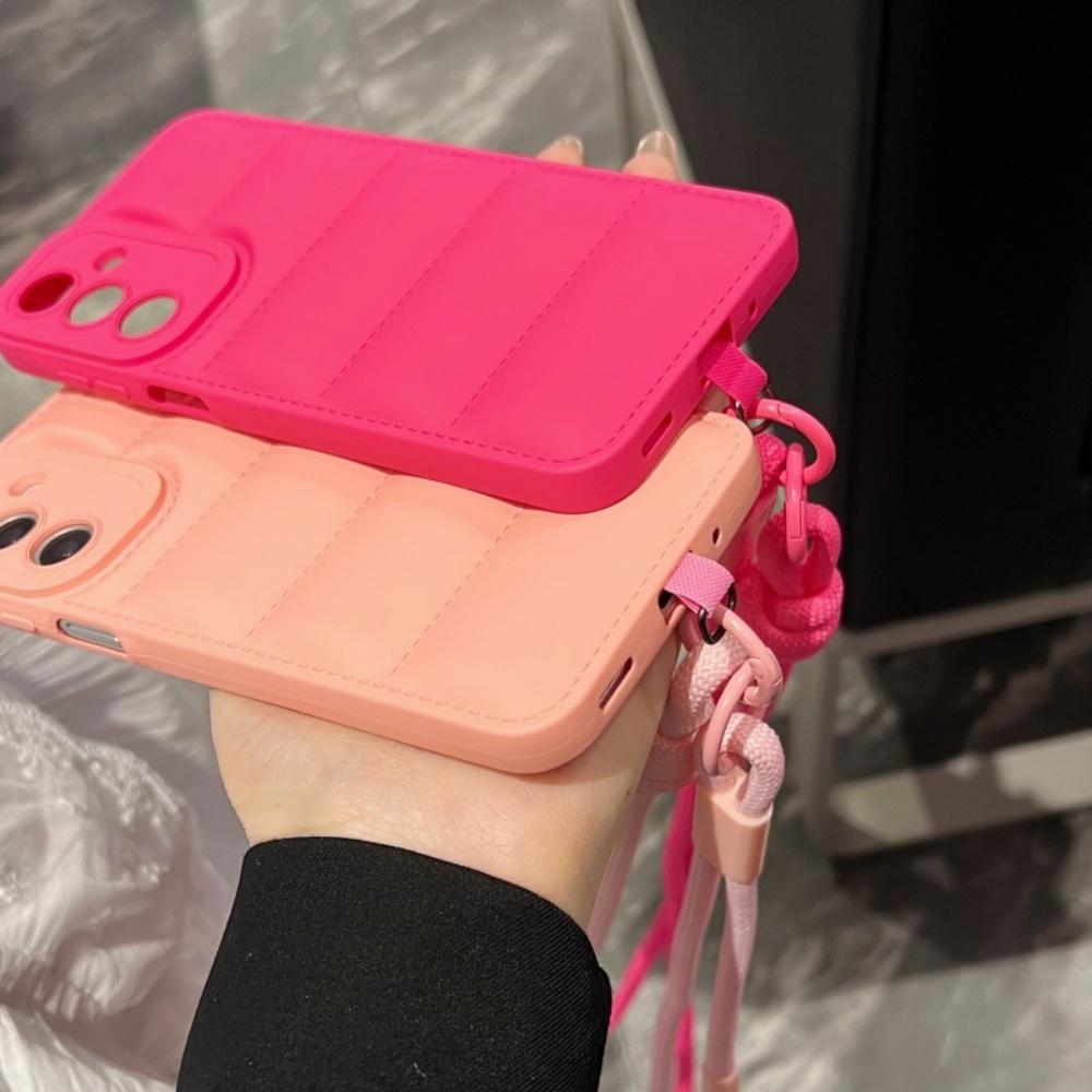 Fashion Down Jacket Long Lanyard Case for Samsung Galaxy S25 S26 Ultra S24 S23 Plus S22 S21 FE A55 A56 A16 Crossbody Soft Cover