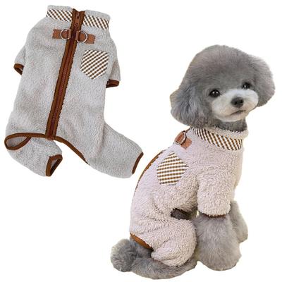Dog Winter Coat Soft Fleece Pajamas Pet Warm Jacket Vest with Leash D Ring Cozy Onesie Jumpsuit Apparel Outfit Clothes Ideal for Dogs High Quality
