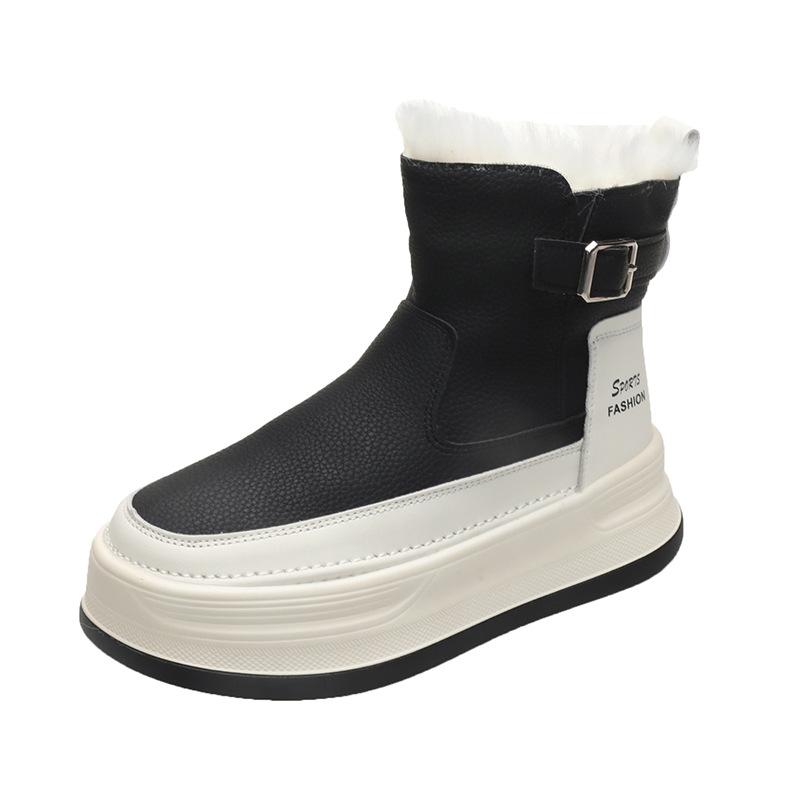 Women's Lightweight Chunky-Soled Winter Insulated Snow Boots with Fleece Lining, Slip-Resistant and Durable Casual Sporty Cotton Boots